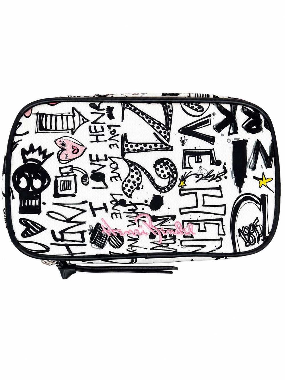 Henri Bendel West 57th Graffiti Print Travel Jewelry Cosmetic Case Zip Pouch - Picture 3 of 6